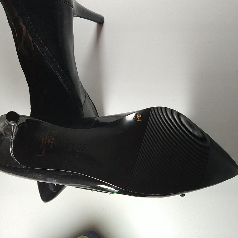 New Black pattern leather designer Victor Alfaro heels never worn - Picture 8 of 11